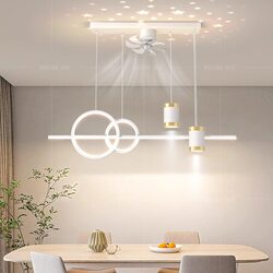 Favisen Restaurant Lamp Modern Minimalist 360-Degree Silent Oscillating Fan Chandelier Dining Table Bar Dining Room Lighting Fixtures