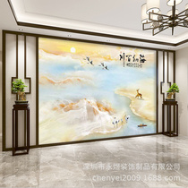 Nordic high-end imitation marble art wall wallpaper TV background wall covering seamless sofa blue landscape mural