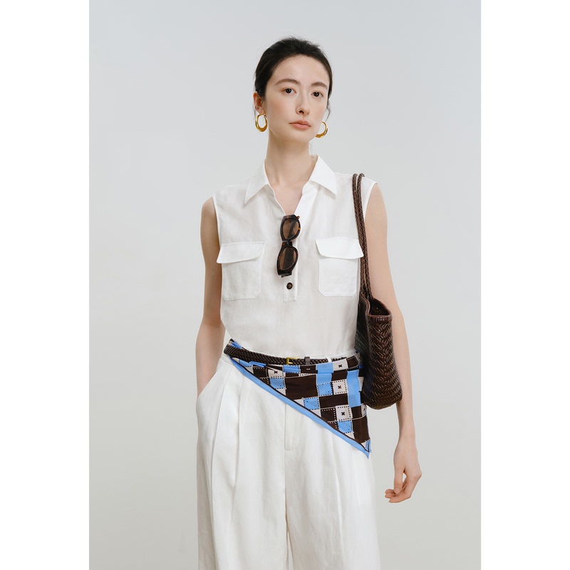 [Same Style in Shopping Malls] Eifini 2026 New Summer Style Versatile and Elegant Sleeveless Shirt Top 1H4320241
