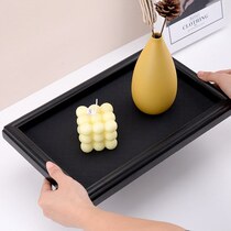 INS style creative simple handmade leather wooden tray rectangular display decorative tabletop storage-level texture