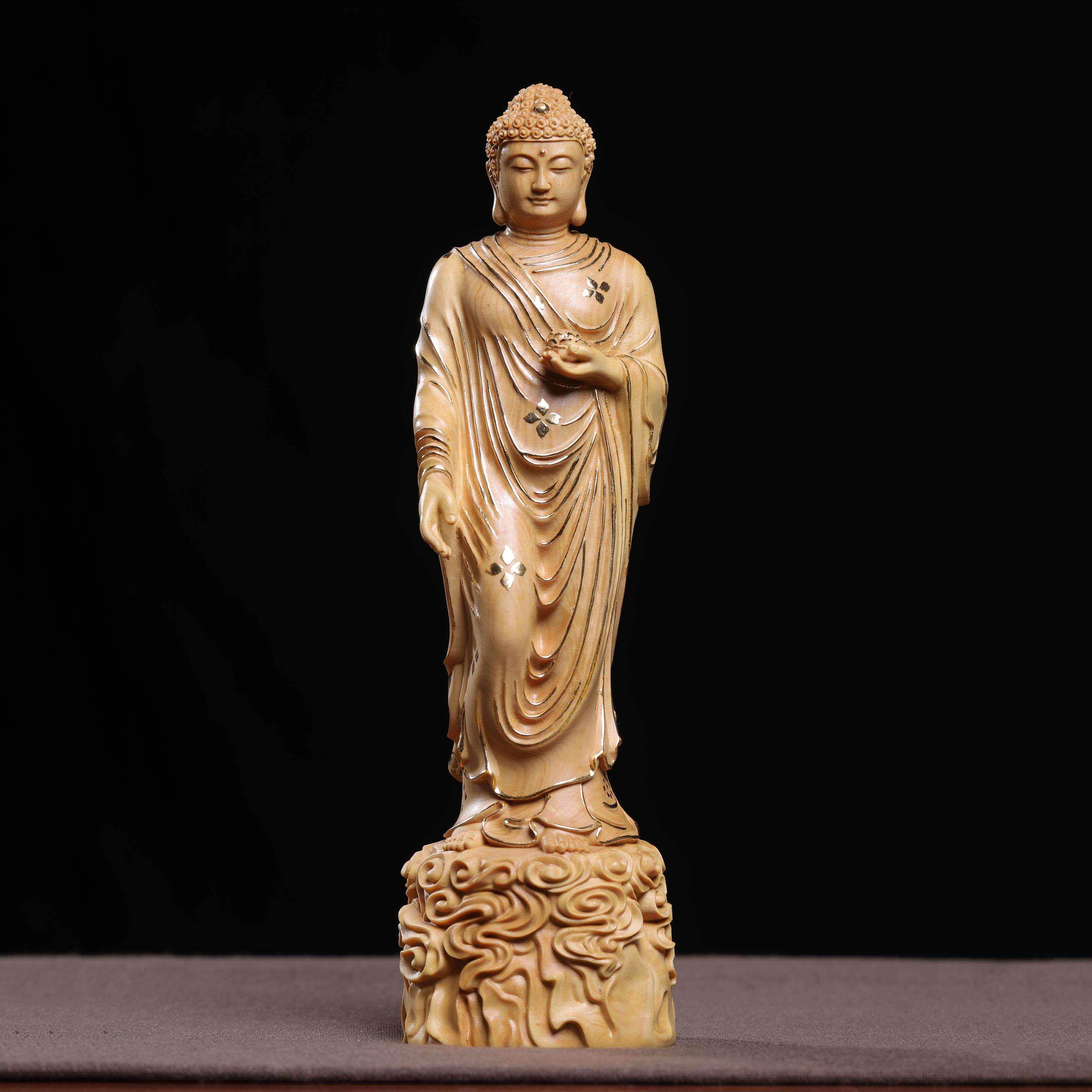 ☆釈迦摩尼☆仏像☆黄楊木☆招財開運☆精密細工☆