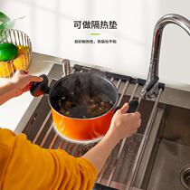 Fat Pig Hangkang Fubaina 304 stainless steel sink drain rack basket kitchen storage folding dish rack