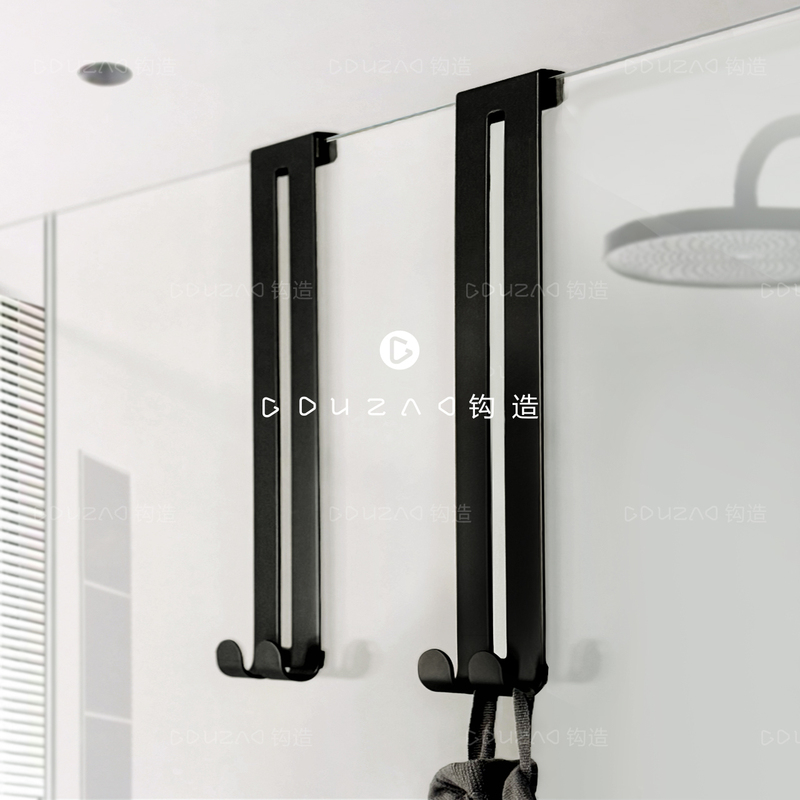 Gouzao Bathroom Glass Door Traceless Hook, No-Drill Towel Hook, Strong Load-Bearing Hook