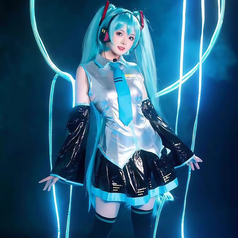 Hatsune Cosplay Costume Wig Shoes Formal Wear Princess Cosplay Anime Convention Women's Outfit Cosplay Future Two-Dimensional