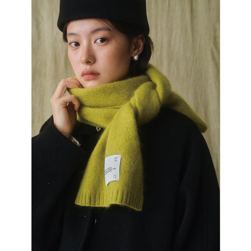 Jevotique Cashmere, Silk, and Wool Soft Brushed Scarf with Logo, Suitable for Winter, Thick Style
