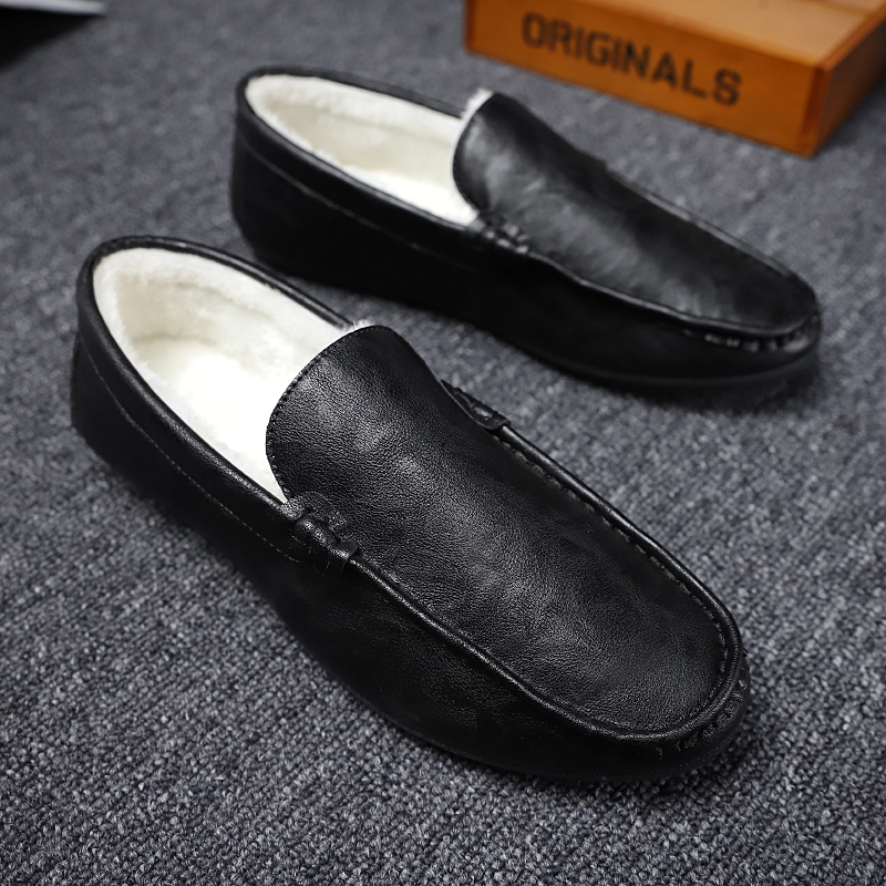 Winter plus velvet beanie shoes men's 2022 new Korean version of the wild personality warm cotton shoes social guy lazy shoes trend