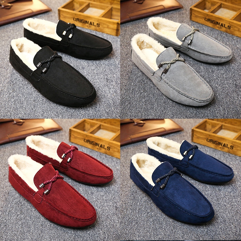 Doudou shoes men's 2021 new fast-hand red man Korean version all-match personality lazy trendy shoes winter plus velvet warm cotton shoes