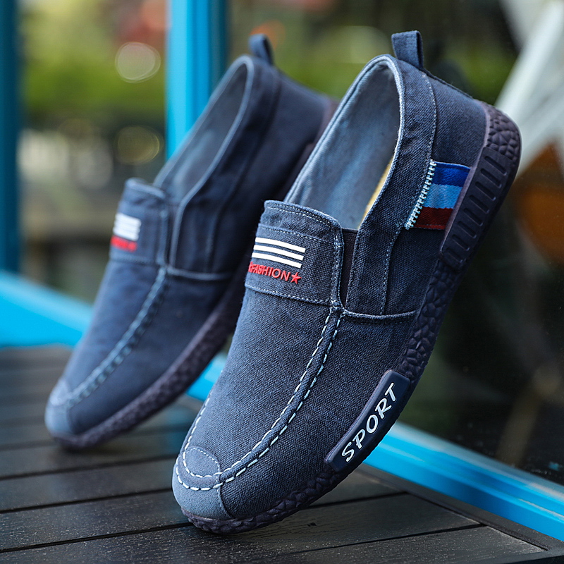 2022 autumn new canvas shoes men's casual breathable lazy shoes old Beijing cloth shoes trendy slip-on shoes summer