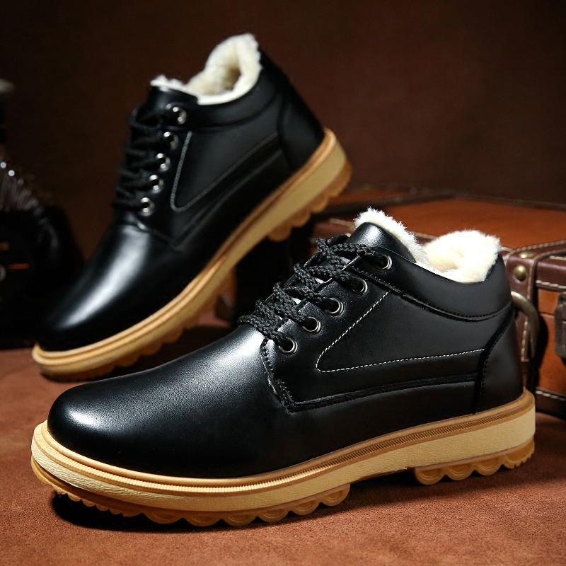 Winter cotton shoes men's warm plus velvet two cotton shoes Korean version thickened all-match tide shoes casual shoes low-top Martin boots men's shoes