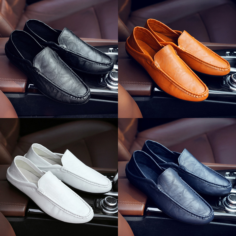Fall 2023 new bean-bean shoes Men's Korean version 100 Lapped Personality Wave Shoes Sloth People A Foot foot Leather Shoes Social Casual Shoes-Taobao