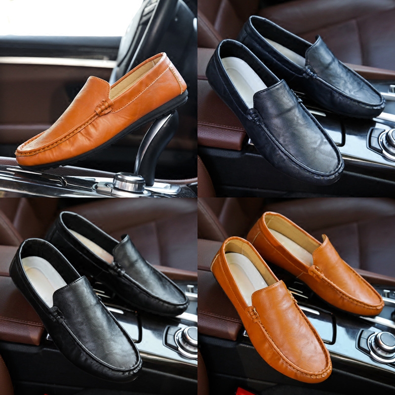 Doudou shoes men's casual lazy slip-on leather shoes youth trendy shoes summer breathable wild Korean version autumn men's shoes