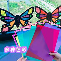 Colored cellophane transparent plastic sheet Kindergarten childrens handmade hard diy transparent negative film plastic cloth pvc film