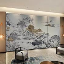 Custom living room sofa New Chinese headboard Bedroom embroidery Hard bag TV Background wall Hotel Wallcloth Mural Guest house