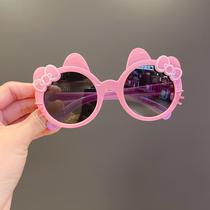 Childrens sunglasses girl cute bearded cat super cute baby sunglasses little girl cartoon anti-UV glasses