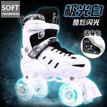 Factory sales roller skates for adults double-row flash roller skates childrens four-wheel skating mens and womens roller skates for beginners
