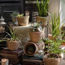 Natural Grass Choreography Bucket Florator Handmade Flower Pot Tea Room Tabletop Debris Containing Basket Chinese Containing Basket Art