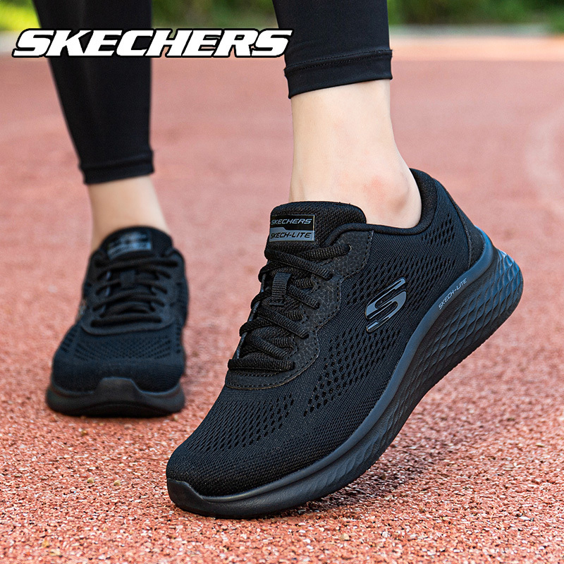 Skechers Women's Running Shoes Spring Mesh Comfortable All-Black Casual Sports Shoes Hiking Shoes for Women