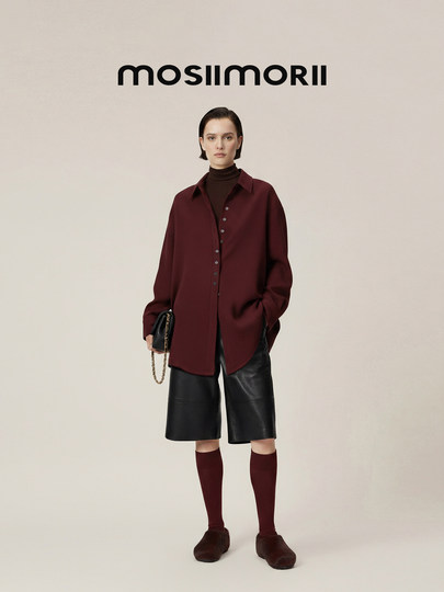 都柏林MOSIIMORII短款翻领毛呢外套女2025秋冬新款短款双面呢大衣