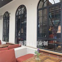 High-end French iron retro casement windows restaurant cafe arched floor-to-ceiling windows indoor study loft windows