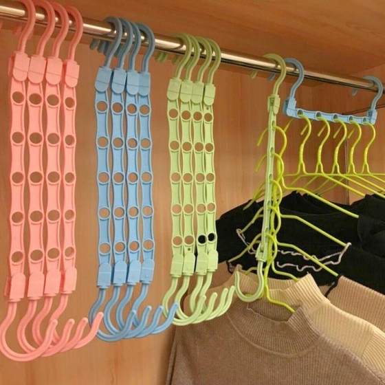 
Multifunctional five-hole windproof and anti-slip magic clothes rack wardrobe classification hole drying clothes rack storage rack
