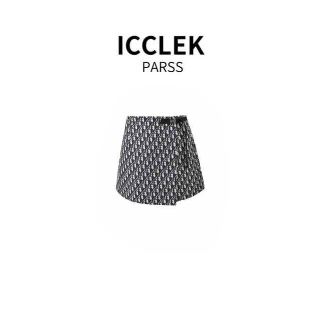 Icclek Parss New Fashionable and Versatile High-Waisted Contrasting Color Skirt Classic Retro Short Skirt-6066