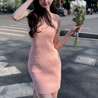Icclek parss 2025 spring and summer new sweet and spicy pure lust style vest dress sleeveless knitted dress-1348