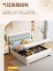 Nordic Solid Wood Bed with Soft Headboard, White 1.8m Master Bedroom Double Bed, Modern and Simple 1.5m Economical Storage Bed