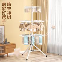 Baby clothes hanger baby diaper rack wool towels stainless steel floor folding drying rack balcony rotating clothestree