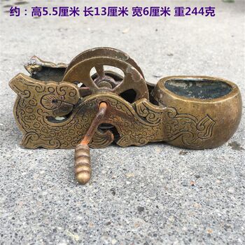 Pure copper ink fountain, antique antique collection, copperware, woodworking dragon pattern scribing equipment, decorative crafts, gift ornaments