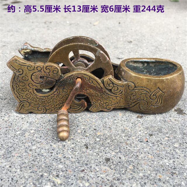 Pure copper ink fountain, antique antique collection, copperware, woodworking dragon pattern scribing equipment, decorative crafts, gift ornaments