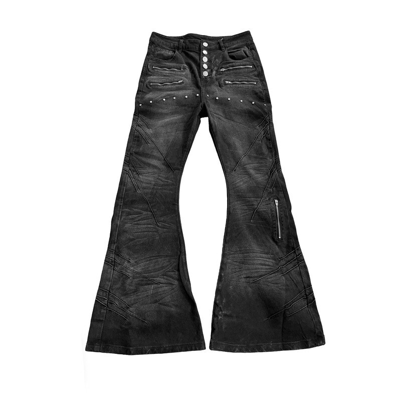 Paiki Mermaid Skin Washed Scimitar Jeans Washed Vintage Zipper Visual Personality Niche Versatile Long Pants Unisex Paiki Mermaid Skin Washed Scimitar Jeans Washed Vintage Zipper Visual Personality Niche Versatile Long Pants Unisex