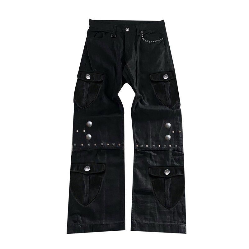 Paiki'Holy Feather Ember' Napoleon Rivet Cargo Pants Casual Versatile Loose Trousers Unisex Autumn Winter Paiki'Holy Feather Ember' Napoleon Rivet Cargo Pants Casual Versatile Loose Trousers Unisex Autumn Winter