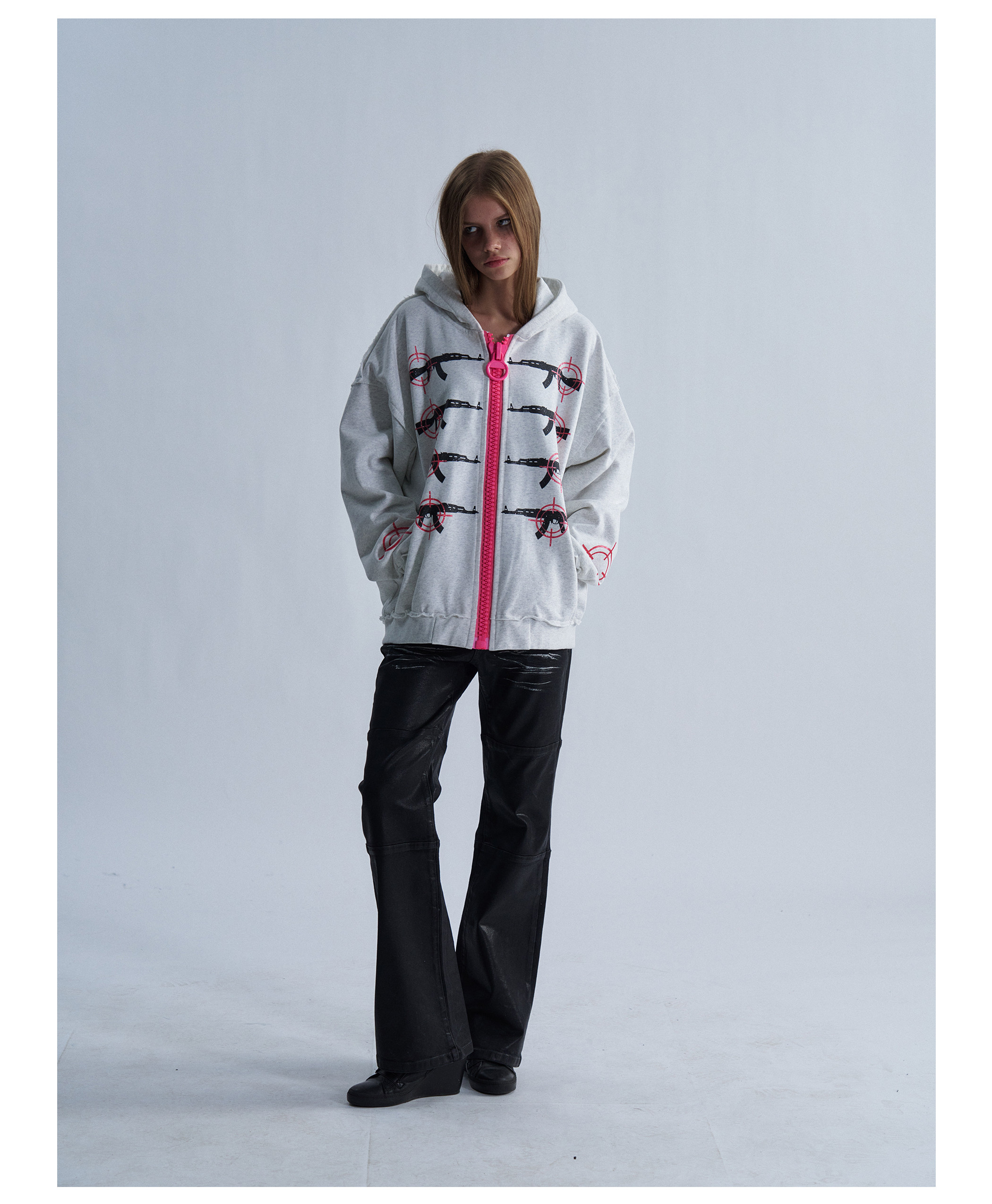 PAIKI Glitter Gun Zip-Up Hoodie