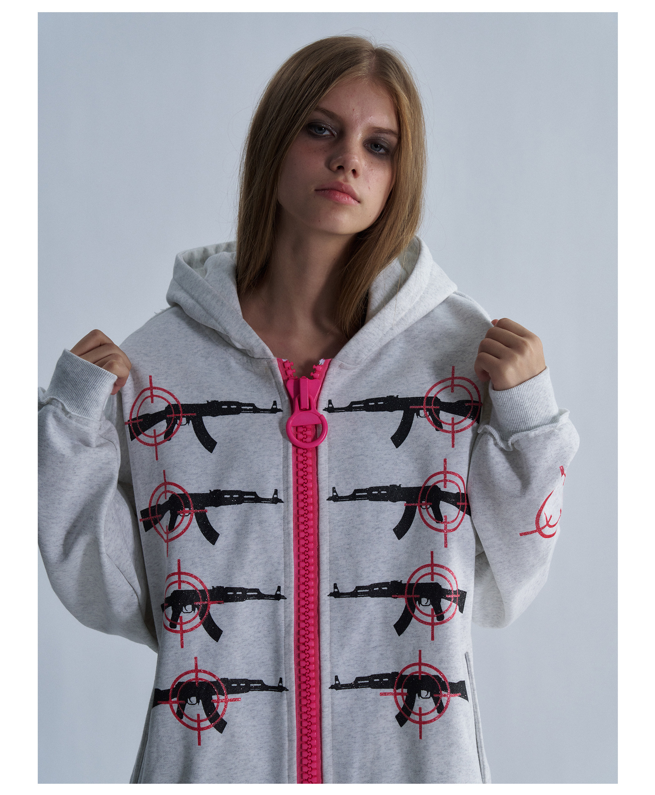 PAIKI Glitter Gun Zip-Up Hoodie