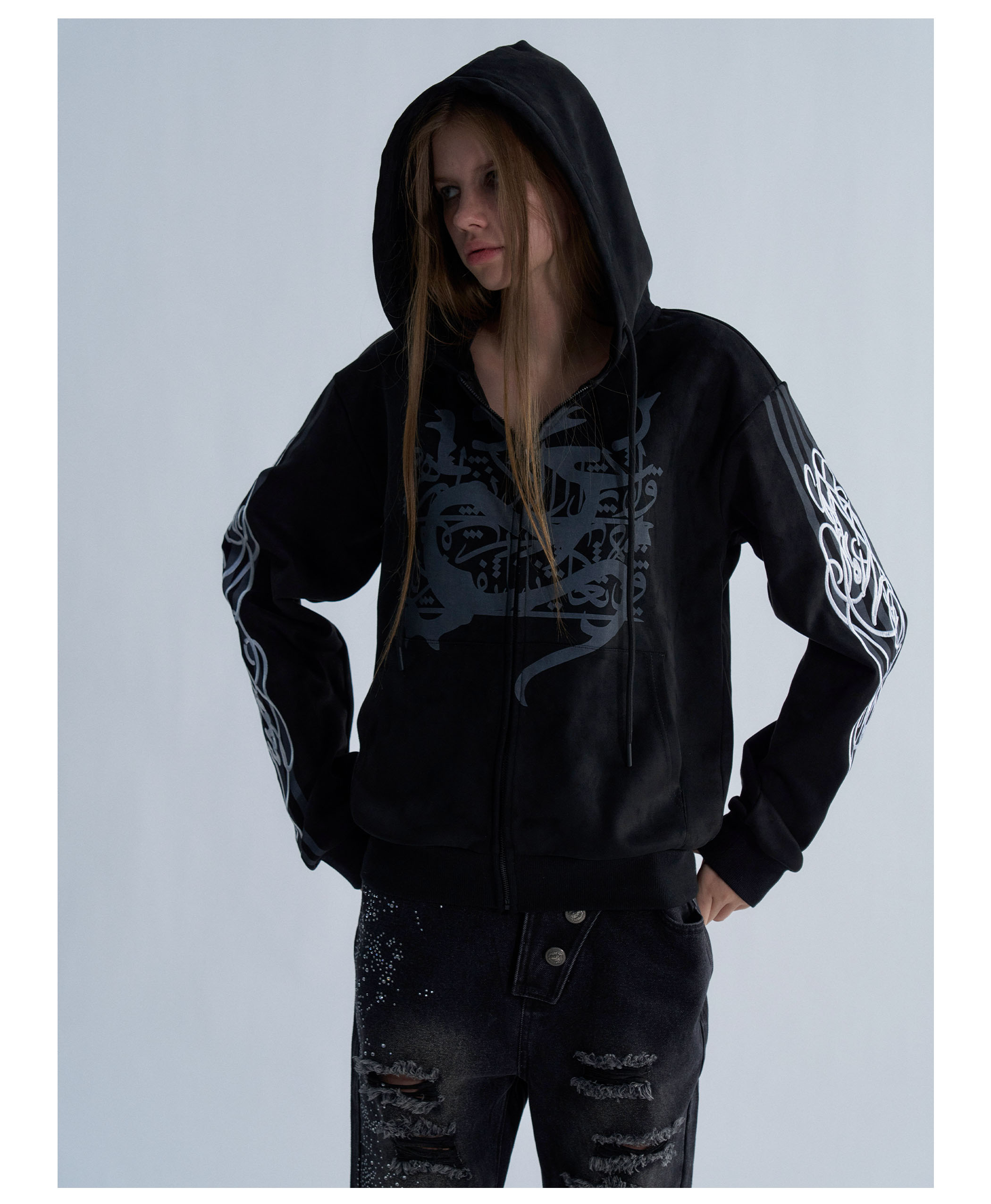 PAIKI Embroidered Studded Hoodie
