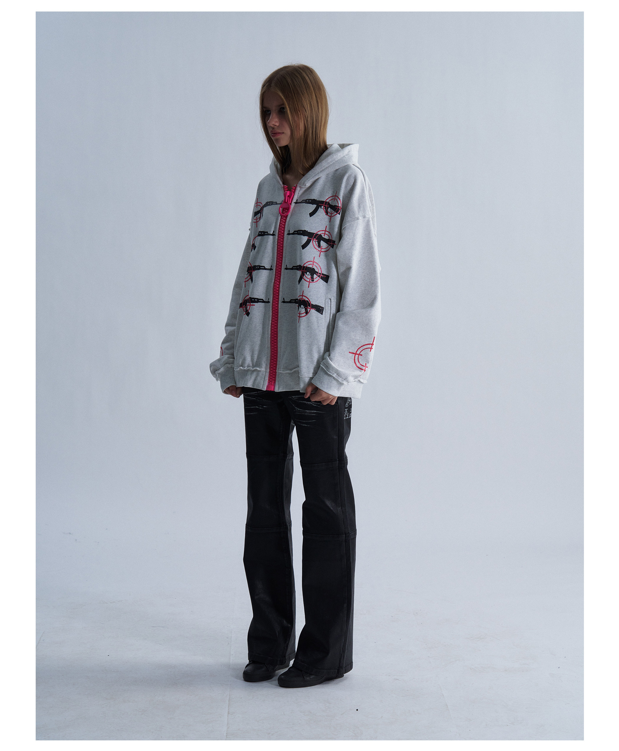 PAIKI Glitter Gun Zip-Up Hoodie