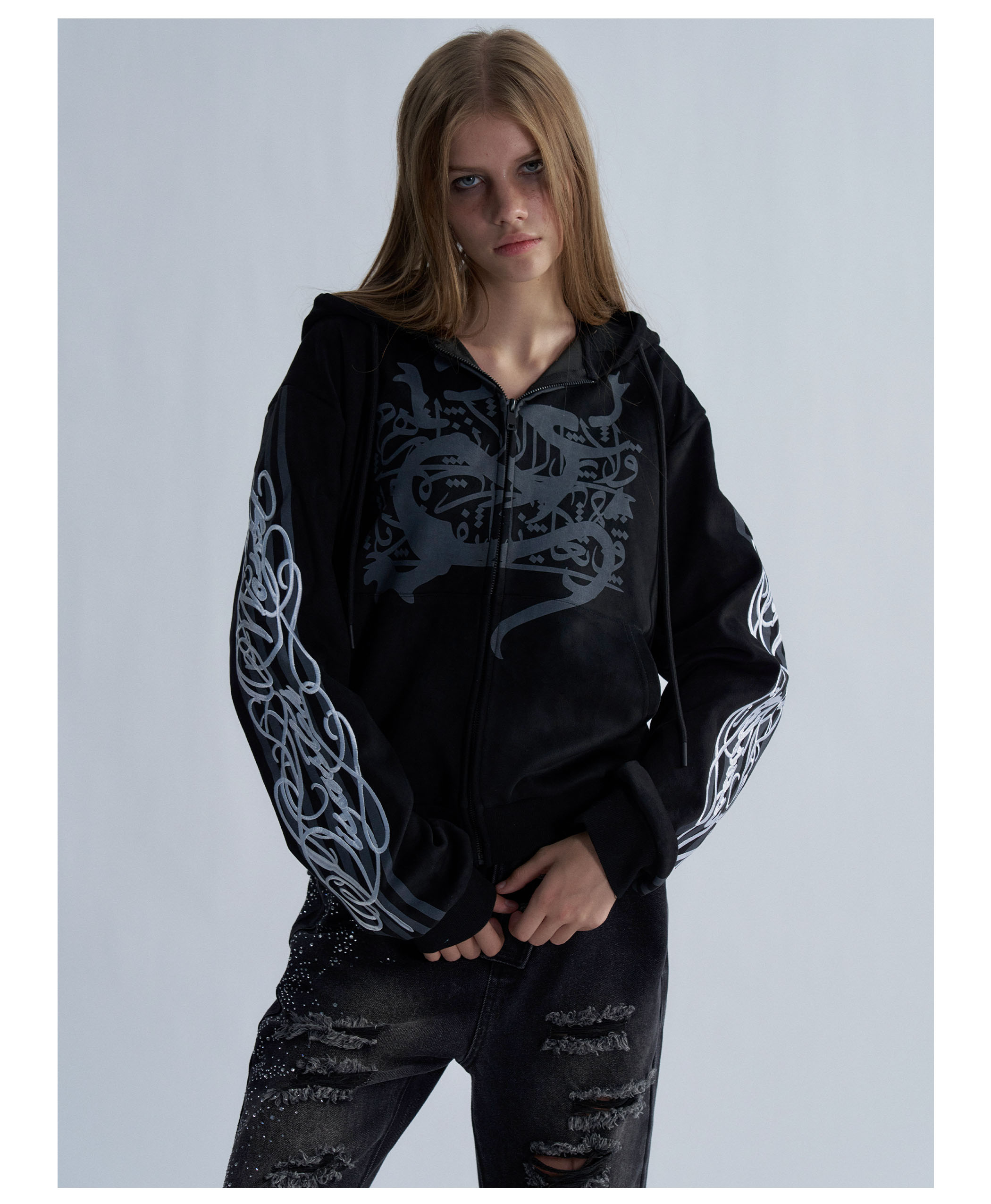 PAIKI Embroidered Studded Hoodie
