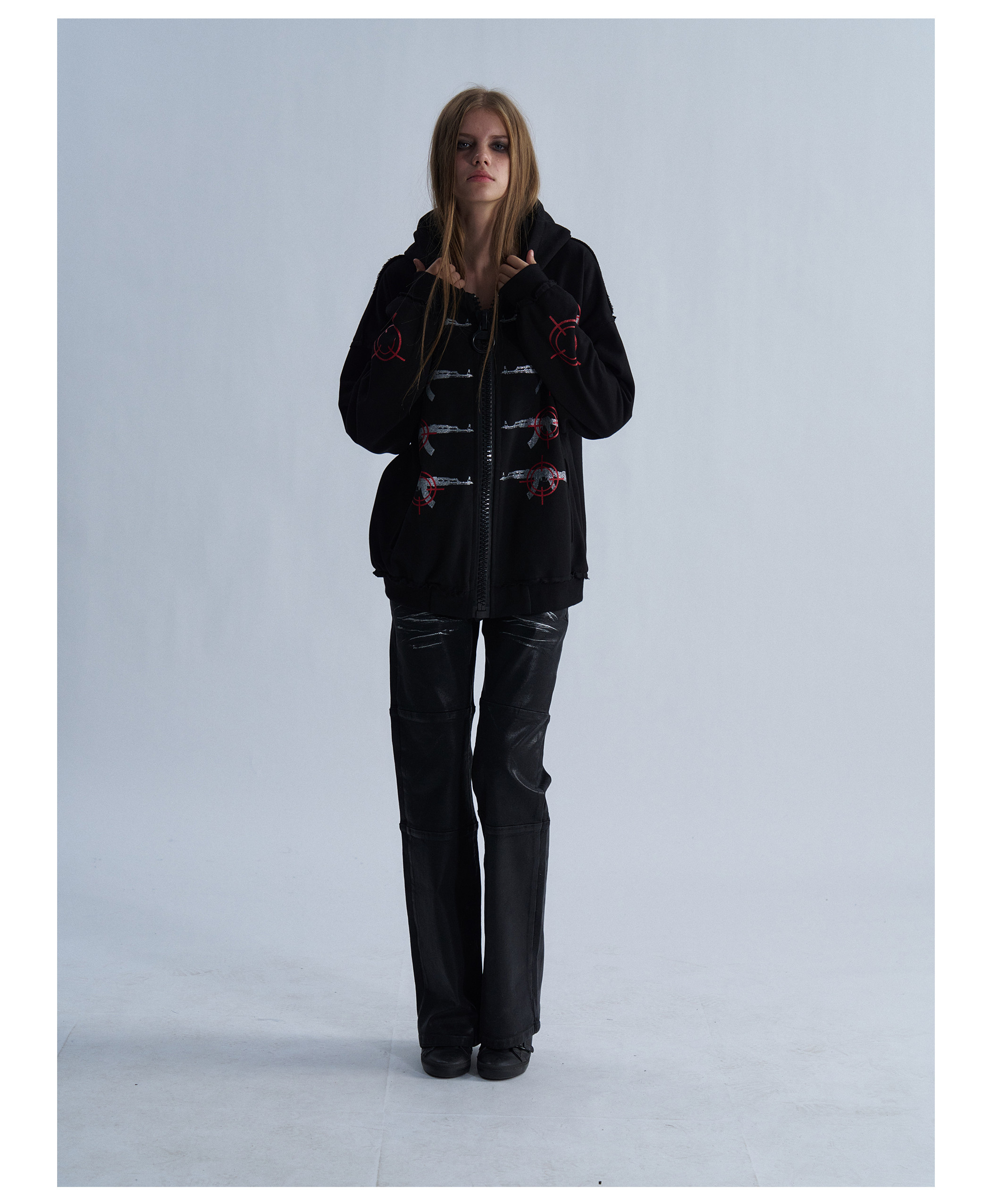 PAIKI Glitter Gun Zip-Up Hoodie