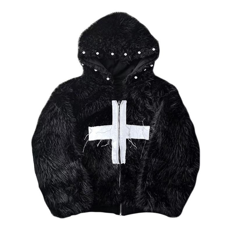 Paiki'Cyrus Empire' Sealed Cross Anti-Mink Fur Rivet Reversible Autumn/Winter Hooded Jacket Paiki'Cyrus Empire' Sealed Cross Anti-Mink Fur Rivet Reversible Autumn/Winter Hooded Jacket