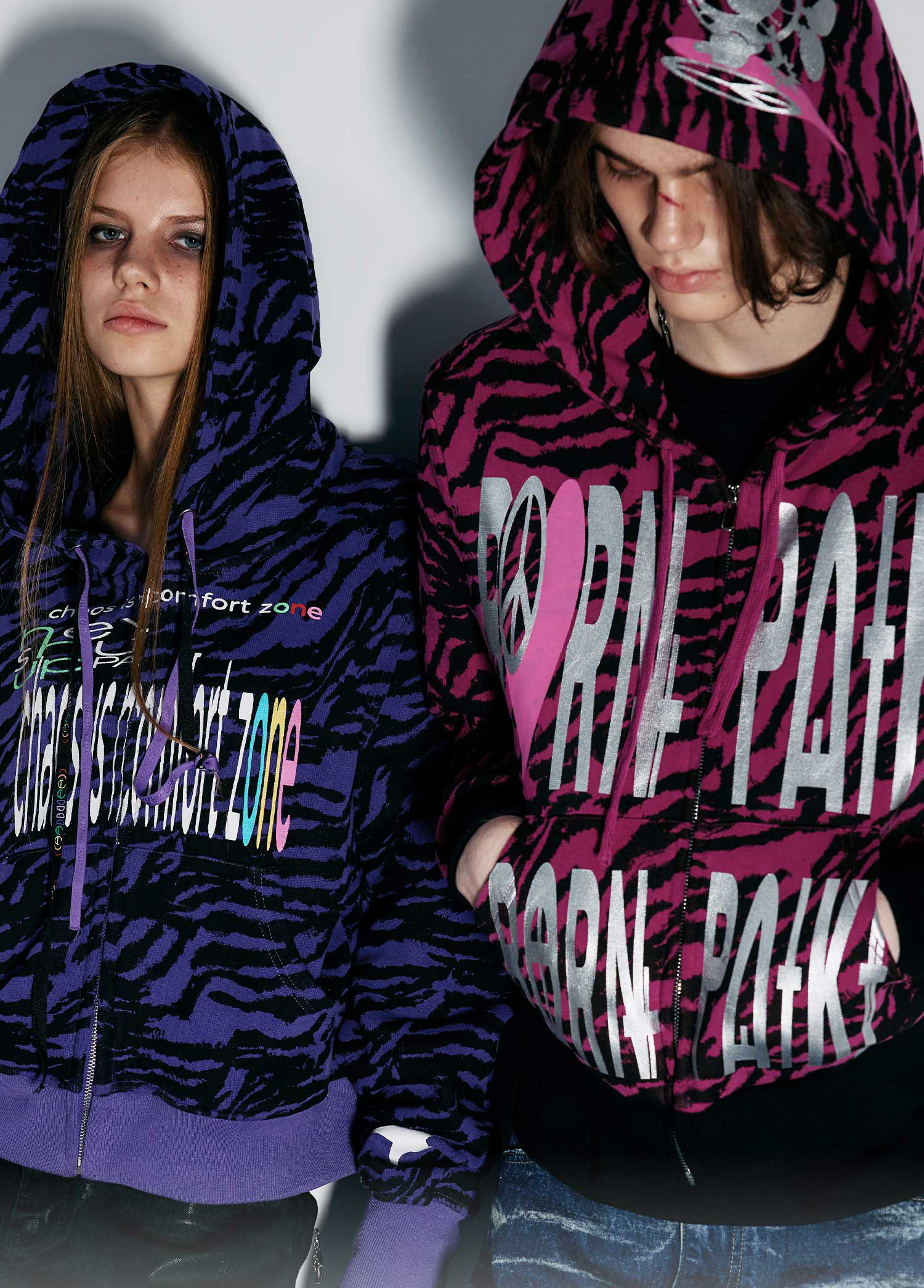 PAIKI Glitter Gun Zip-Up Hoodie