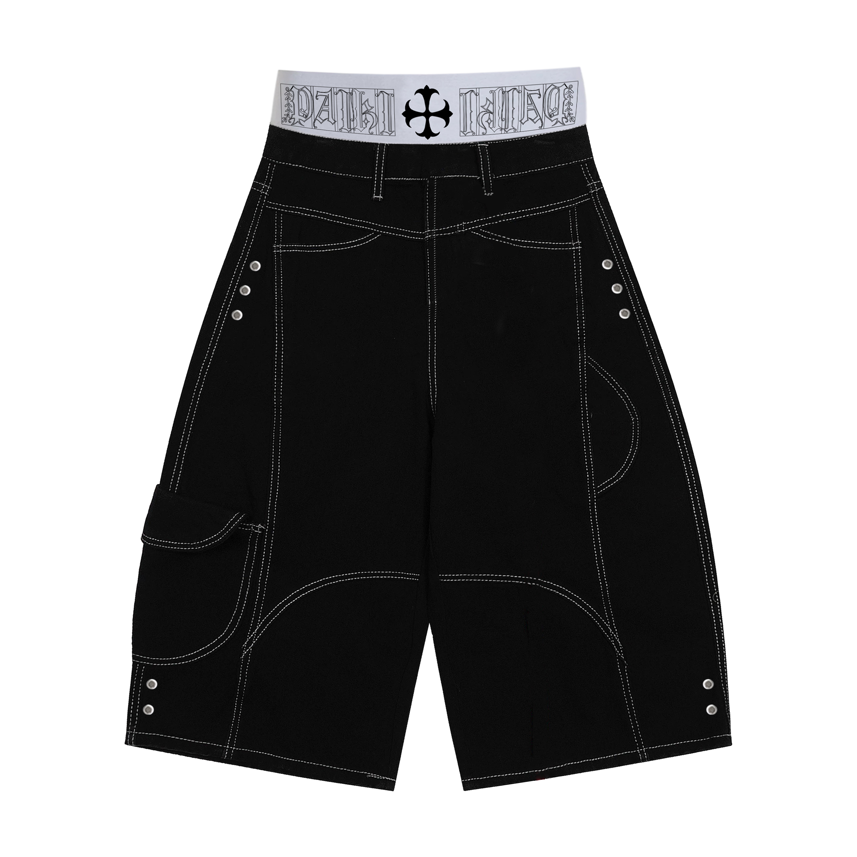 PAIKI2025SS「Class」ボクシングショーツ レトロデコンストラクト オープンステッチ マルチポケット ワークウェア ルーズパンツ メンズ