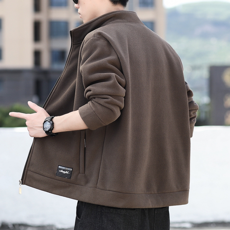 Fleece Jacket for Men, Spring and Autumn Sports Casual Jacket, Plus Size, Big and Tall, Stand Collar, Fleece Cardigan Sweatshirt