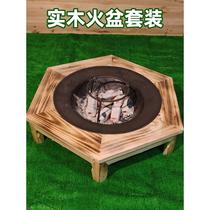 Home Charcoal Basin Old Baking Fire Basin Cast-iron Charcoal Fire Basin Surround Stove Cooking tea Heating Baking Fire Oven Indoor Grill Carbon Basin