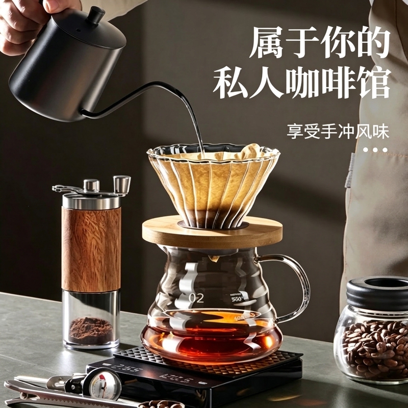 Sharing Pot Hand-Brewed Coffee Set Glass Filter Cup Beginner Hand-Brewed Coffee Pot Filter Hand Grinder Coffee Machine Complete Set of Equipment Sharing Pot Hand-Brewed Coffee Set Glass Filter Cup Beginner Hand-Brewed Coffee Pot Filter Hand Grinder Coffee Machine Complete Set of Equipment