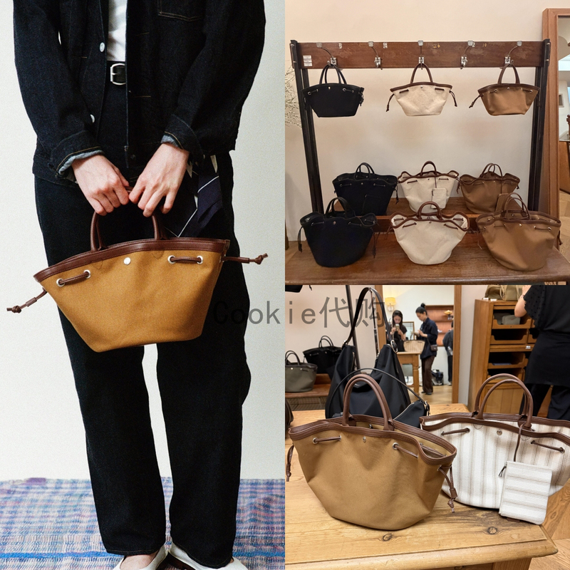 Small Quantity in Stock Korean Toutyest 26 New Model Basket Tote Bag Canvas Spliced with Sheepskin Handbag for Women