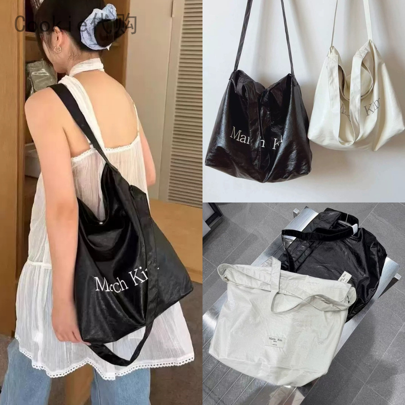 Domestic In-Stock Korean Matinkim26 New Classic Letter Glossy Large-Capacity Shoulder Crossbody Tote Bag