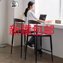 Xinjiang household simple high stool light luxury bar chair Nordic solid wood back horn bar stool modern milk