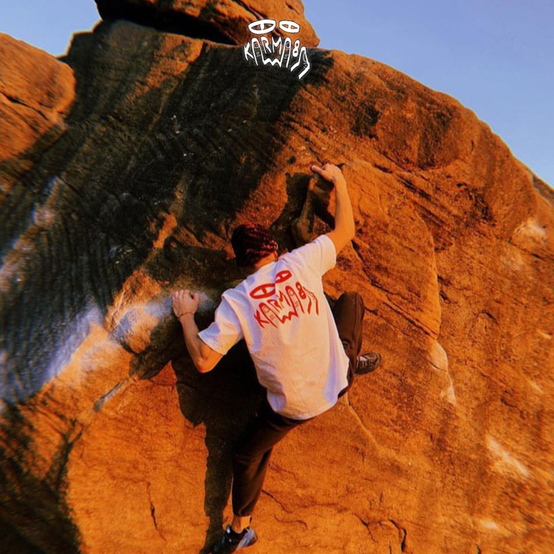 Karma8A Real Series French Brand Classic Logo Printed Climbing Tee Outdoor Sports Casual Short-Sleeved Shirt