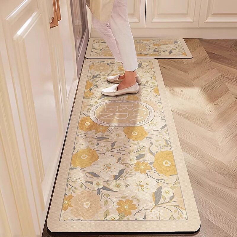 American retro high-end kitchen floor mat, special diatom mud, water-absorbent, oil-absorbent, anti-slip, anti-oil, wipeable, wash-free carpet