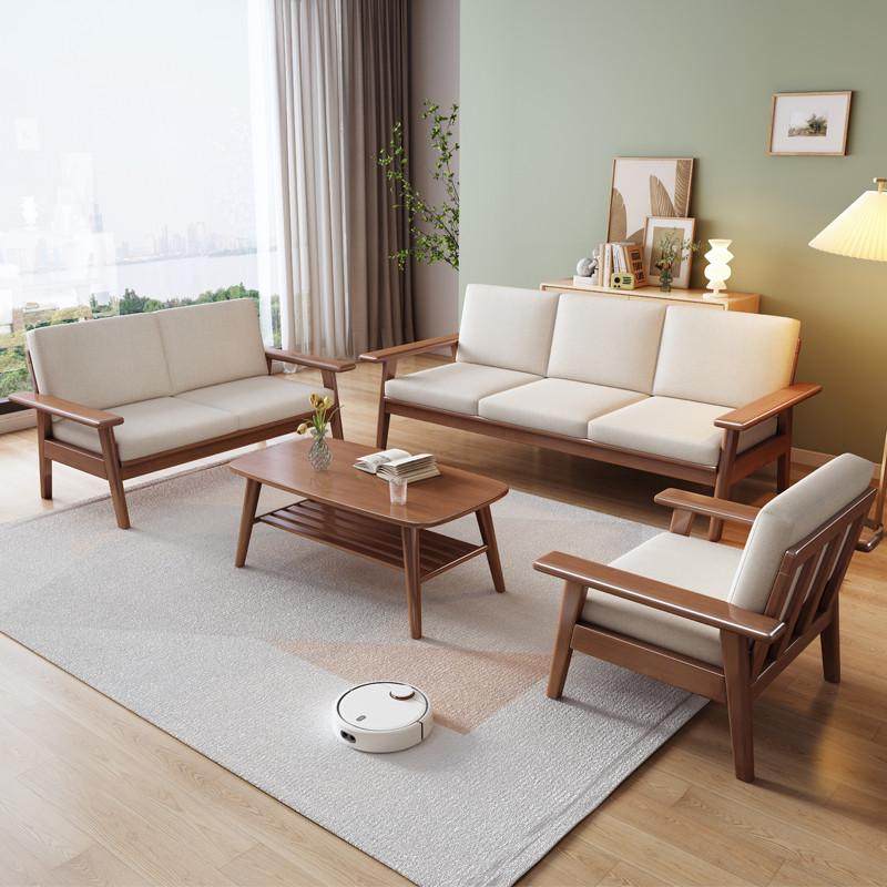 两用日式客厅布北欧简约家具实木沙发原木冬夏全组合小户型艺现代-Taobao